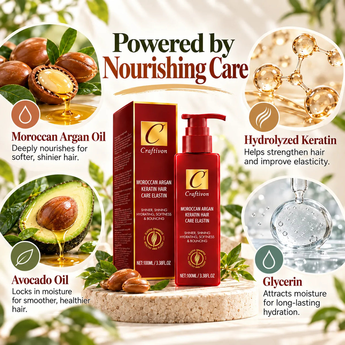 đArgan Oil & Avocado Curl Defining Leave-In Cream â Moisturizing Hair Styling Cream for Soft, Frizz-Controlled Curls