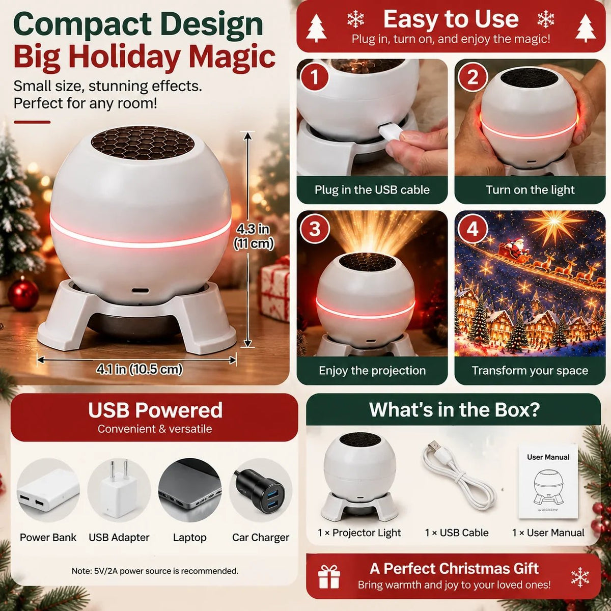 đĽLAST DAY SALE 49% OFF-đ
Turn Any Room Into a Christmas Wonderland â Holiday Projection Night Light