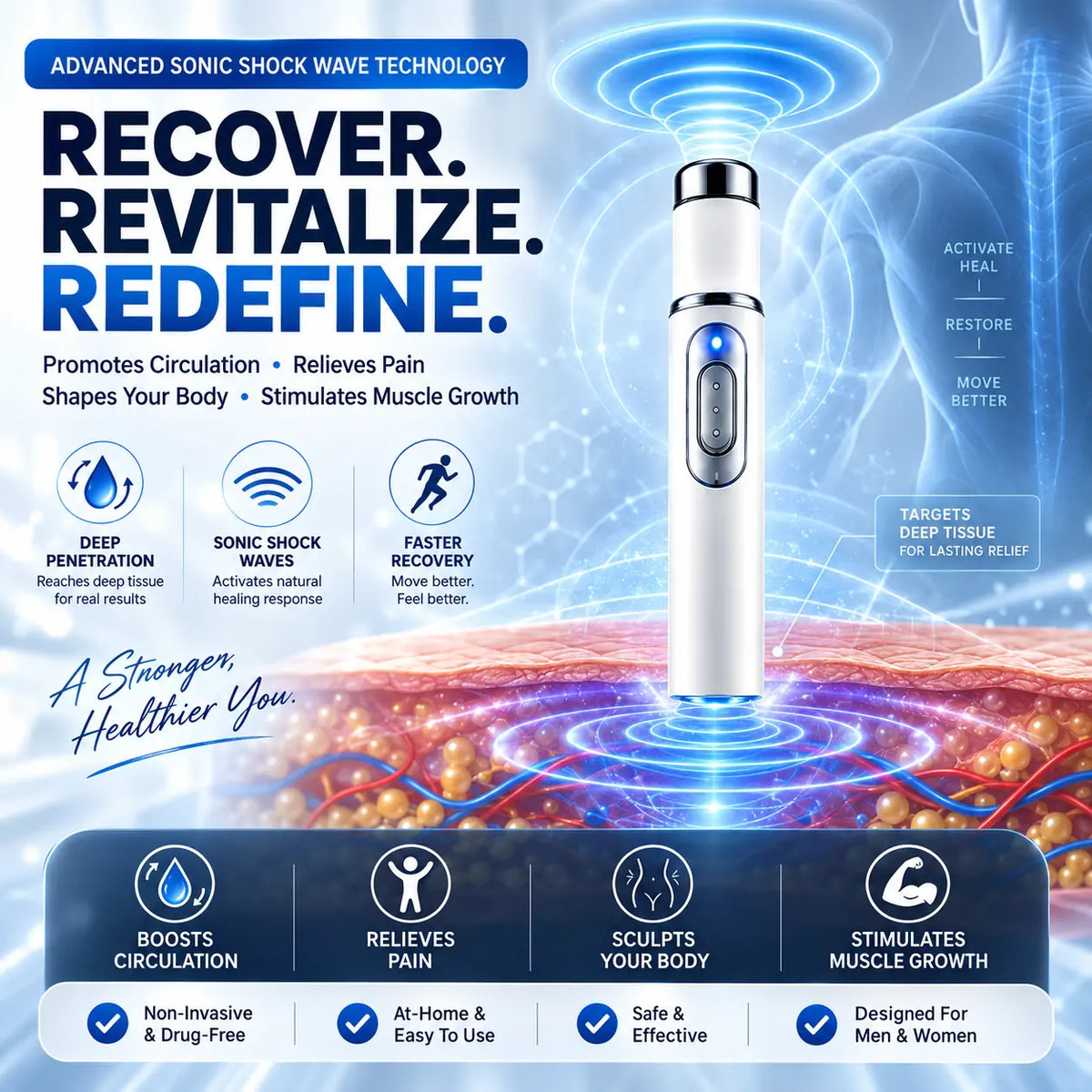 🔥Ultrasonic Shock Wave Therapy Massager——Enhances bust and lifts buttocks. Fuel Muscle Growth.Boost Circulation. Relieve Pain.