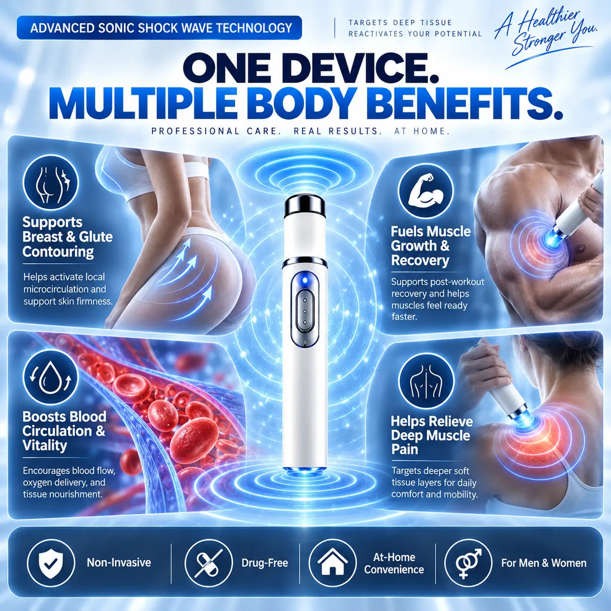 🔥Ultrasonic Shock Wave Therapy Massager——Enhances bust and lifts buttocks. Fuel Muscle Growth.Boost Circulation. Relieve Pain.