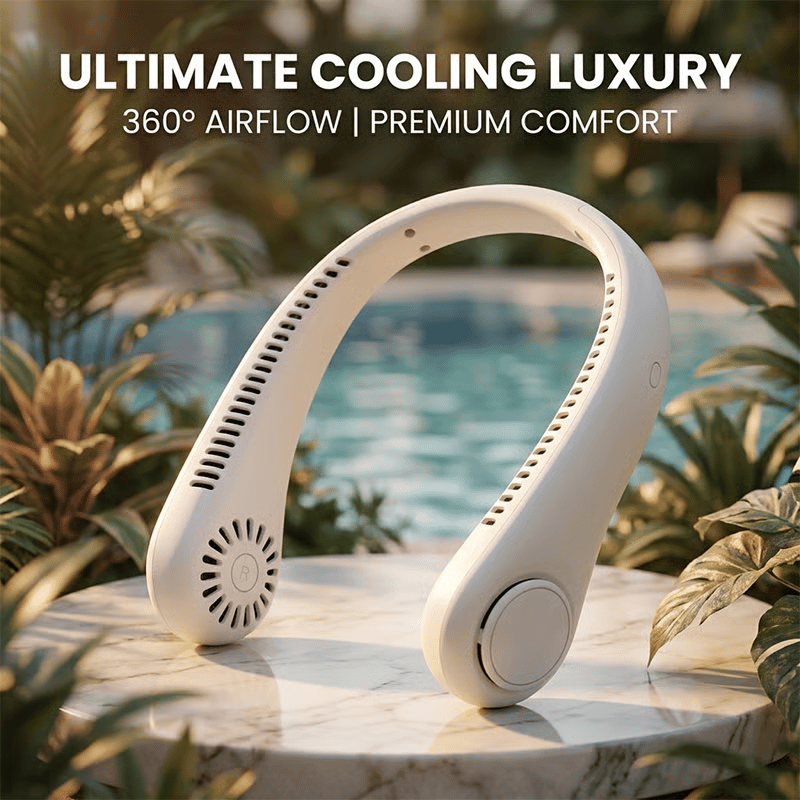 ❄️ Portable Neck Fan - 3-Sec Instant Cooling, 360° Rotating Head, 3-Speed Airflow