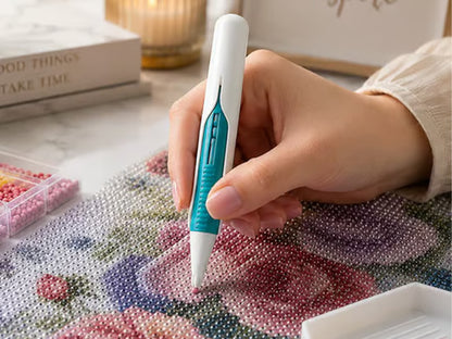 ⏰ Last Day 50% OFF – 💎 Automatic Diamond Painting Bead Dispenser Pen & Tray Set