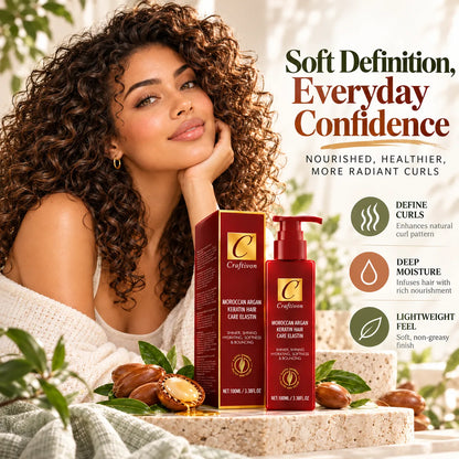 🎁Argan Oil & Avocado Curl Defining Leave-In Cream – Moisturizing Hair Styling Cream for Soft, Frizz-Controlled Curls