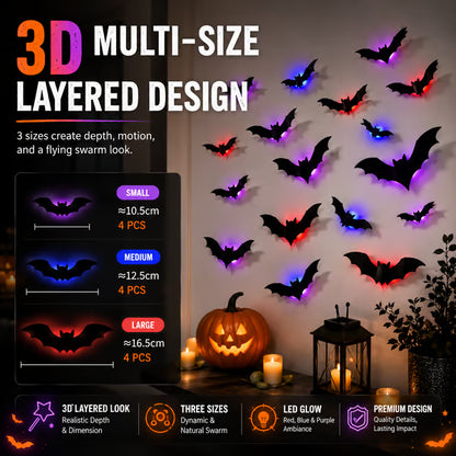 (🎁Last Day 49% OFF)🦇💡3D led bats - Turn Your Walls Into a Haunted Masterpiece👻