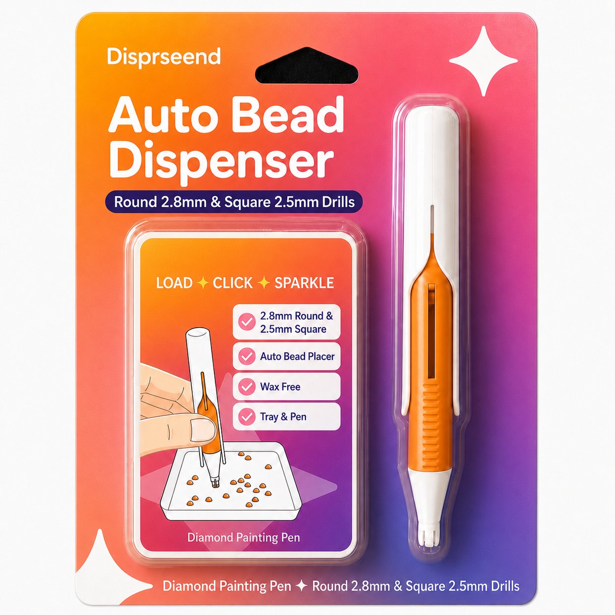 ⏰ Last Day 50% OFF – 💎 Automatic Diamond Painting Bead Dispenser Pen & Tray Set