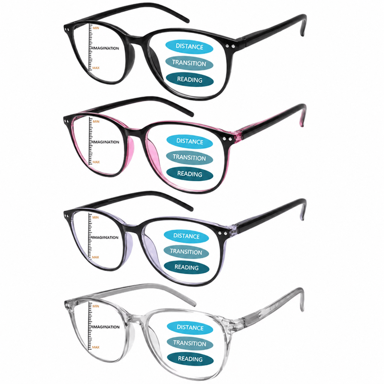 👓4 Pack Progressive Multifocal Reading Glasses for Women Style