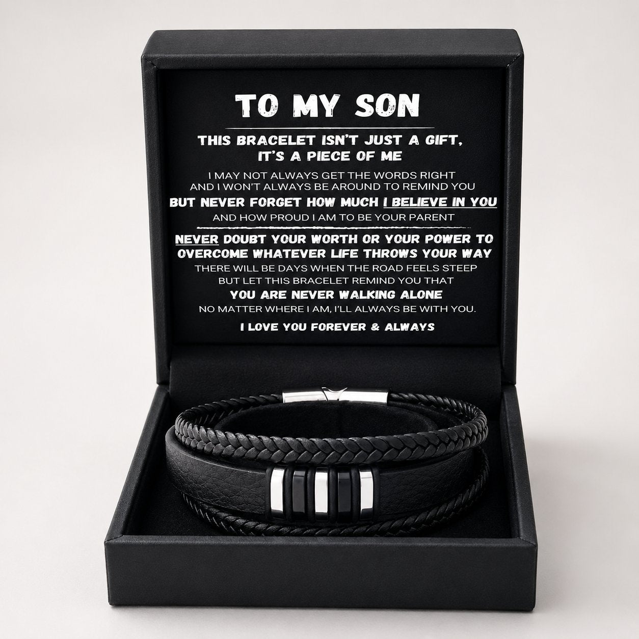 🔥LAST DAY 57% OFF - 🖤To My Son — Never Walk Alone Braided Bracelet Set