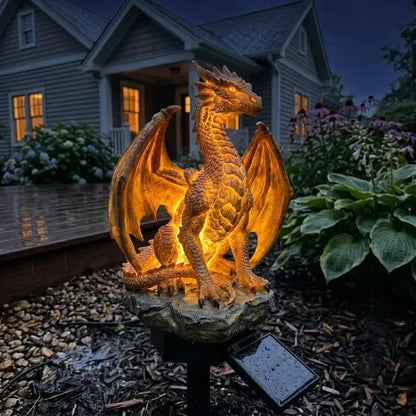 (🎁Last Day 49% OFF)🐉✨Solar Dragon Garden Statue Light – Golden Ember Fantasy Outdoor Decor