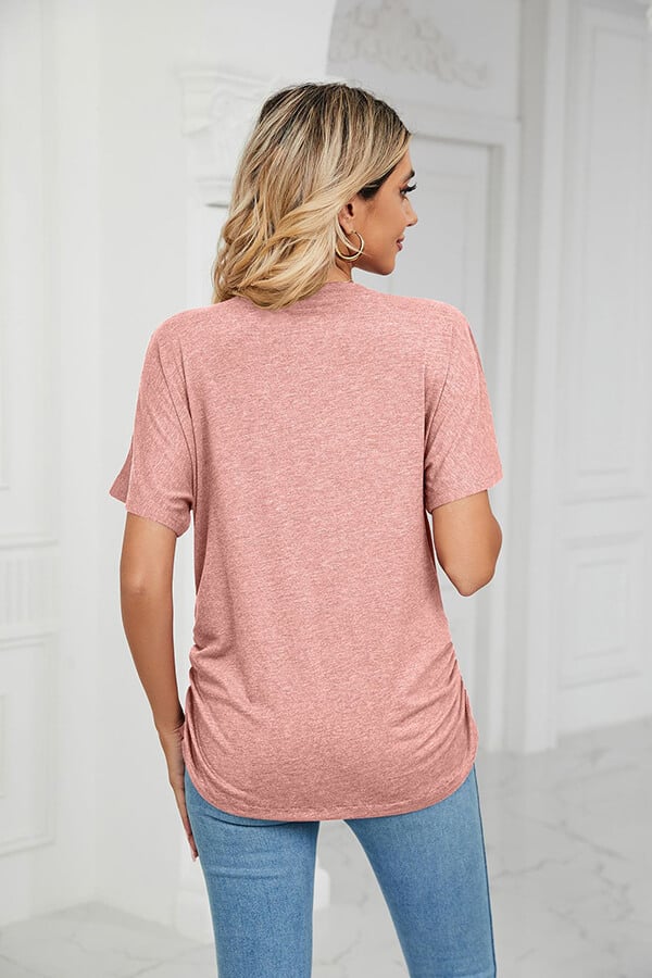 💕Hot Promotion- UP TO 50% OFF🌷👚Women's Short Sleeve V Neck Dolman Tops with Side Shirring