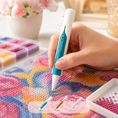 ⏰ Last Day 50% OFF – 💎 Automatic Diamond Painting Bead Dispenser Pen & Tray Set