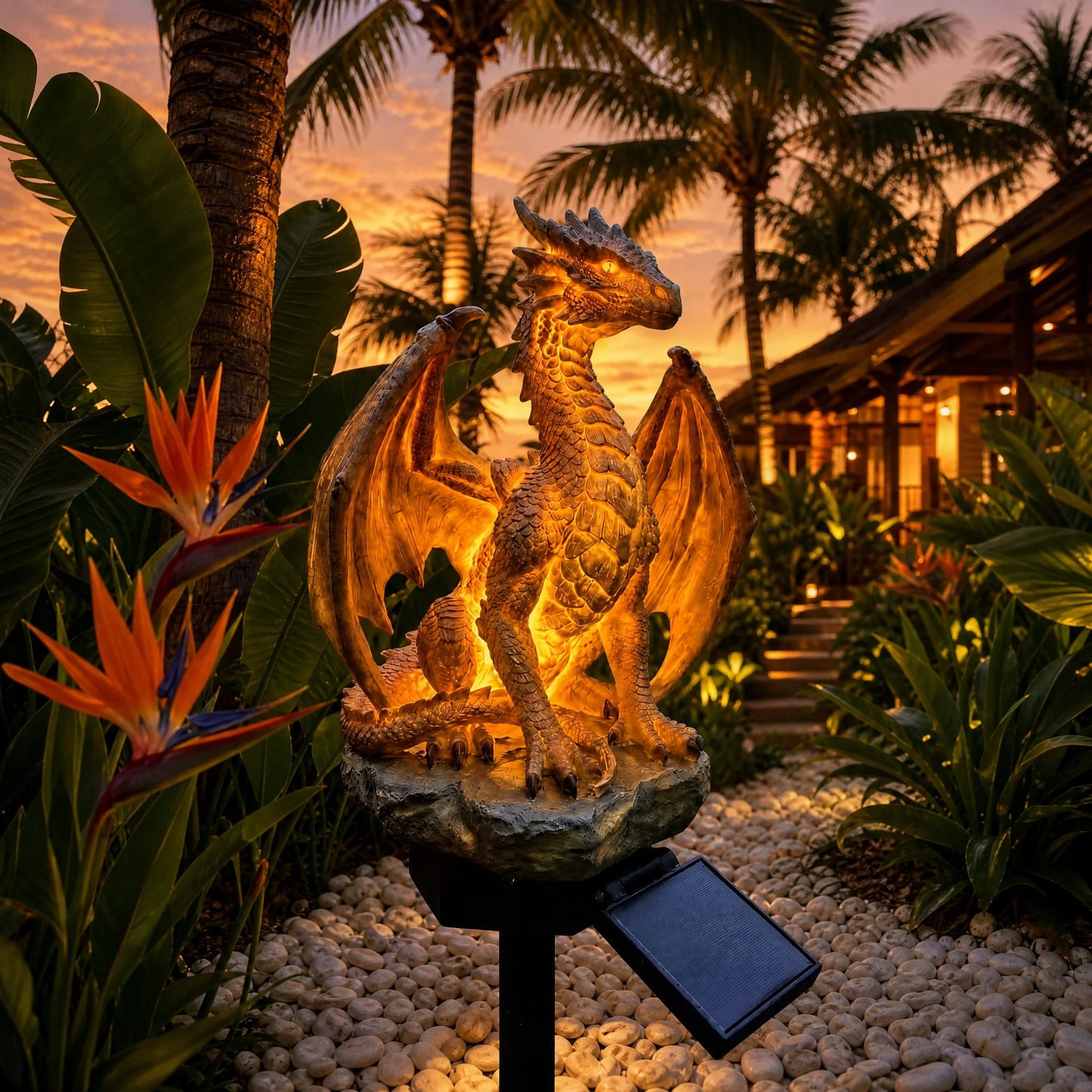(🎁Last Day 49% OFF)🐉✨Solar Dragon Garden Statue Light – Golden Ember Fantasy Outdoor Decor