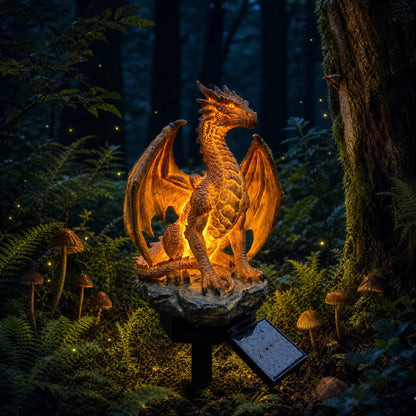 (🎁Last Day 49% OFF)🐉✨Solar Dragon Garden Statue Light – Golden Ember Fantasy Outdoor Decor
