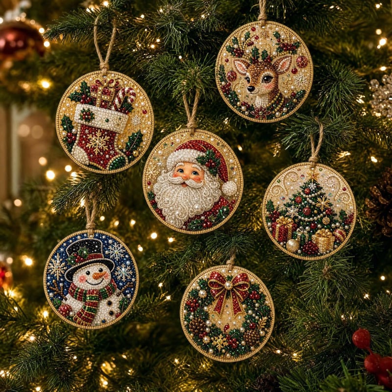 🔥Only $9.99 Last Day Promotion!🎄Christmas DIY Diamond Painting Ornaments Kit (6 PCS)🎅