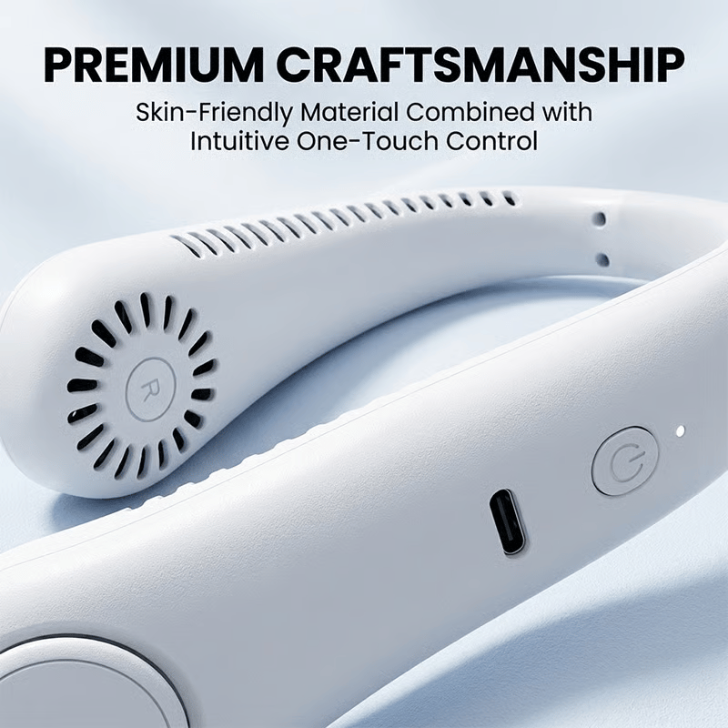❄️ Portable Neck Fan - 3-Sec Instant Cooling, 360° Rotating Head, 3-Speed Airflow