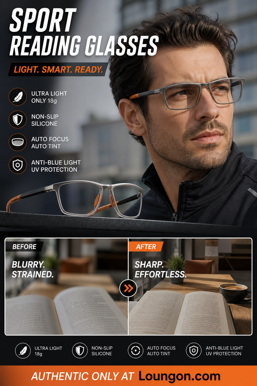 🔥HOT SALE🔥Sports Smart Photochromic Progressive Bifocal Glasses