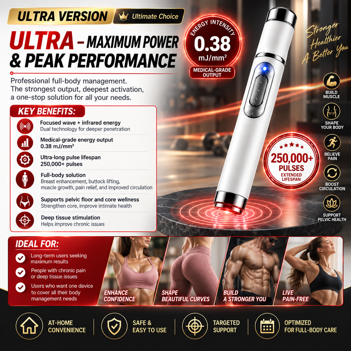 🔥Ultrasonic Shock Wave Therapy Massager——Enhances bust and lifts buttocks. Fuel Muscle Growth.Boost Circulation. Relieve Pain.