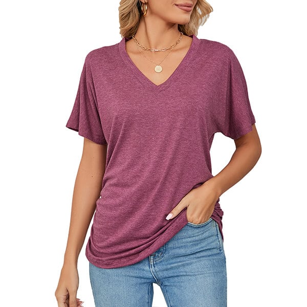 💕Hot Promotion- UP TO 50% OFF🌷👚Women's Short Sleeve V Neck Dolman Tops with Side Shirring