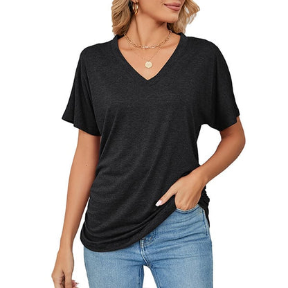 💕Hot Promotion- UP TO 50% OFF🌷👚Women's Short Sleeve V Neck Dolman Tops with Side Shirring