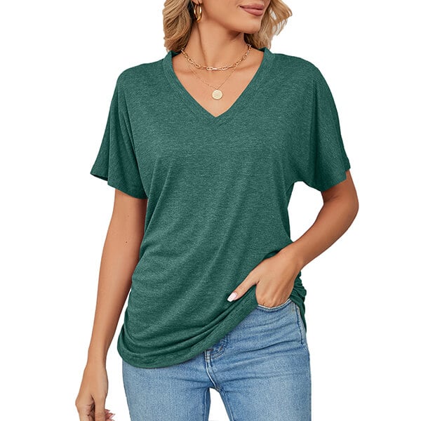 💕Hot Promotion- UP TO 50% OFF🌷👚Women's Short Sleeve V Neck Dolman Tops with Side Shirring