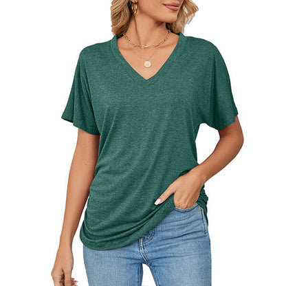 💕Hot Promotion- UP TO 50% OFF🌷👚Women's Short Sleeve V Neck Dolman Tops with Side Shirring