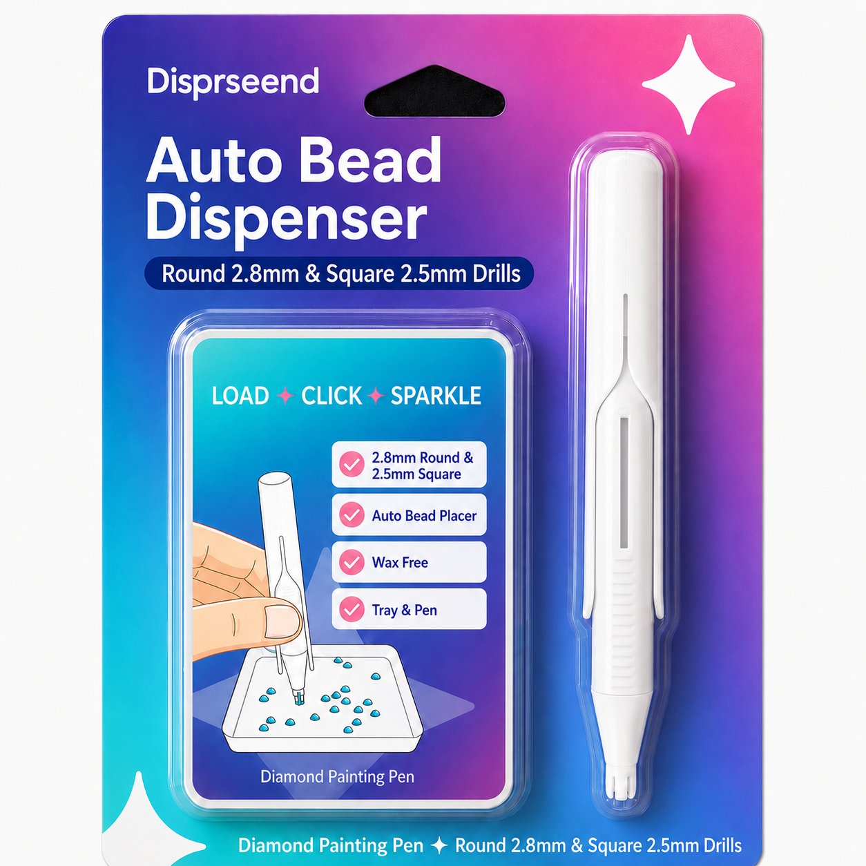 ⏰ Last Day 50% OFF – 💎 Automatic Diamond Painting Bead Dispenser Pen & Tray Set