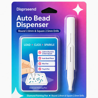 ⏰ Last Day 50% OFF – 💎 Automatic Diamond Painting Bead Dispenser Pen & Tray Set
