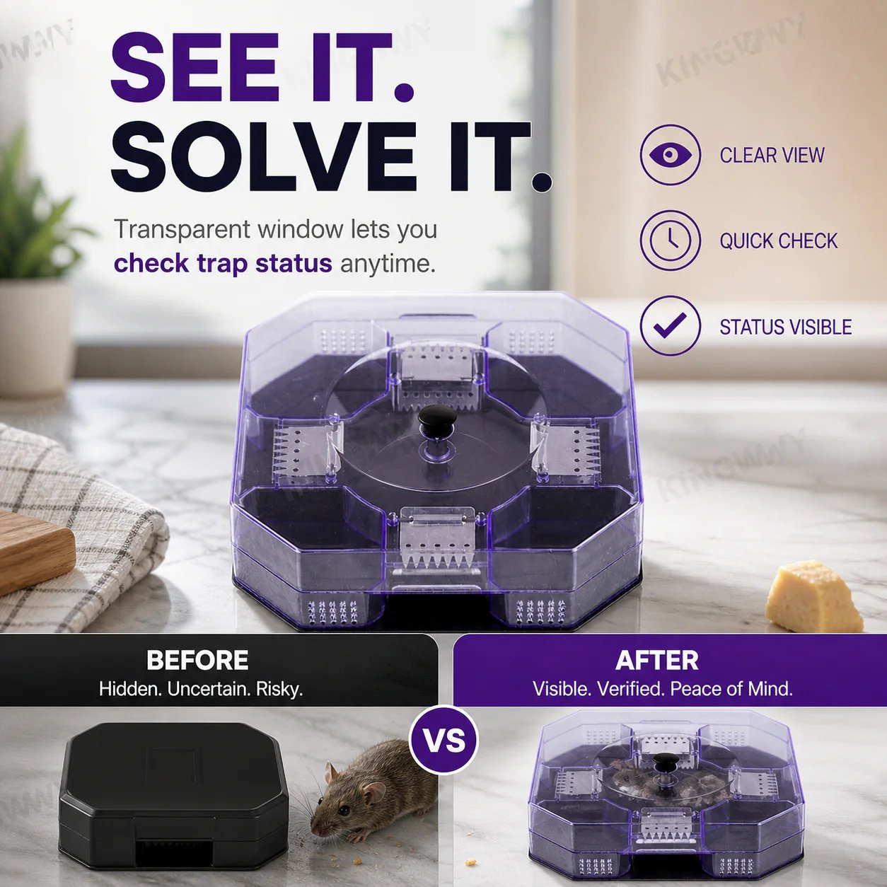 🔥Reusable Effective Roach Trap, Non-Toxic Sticky Cockroach Catcher for Kitchen Home Indoor Pest Control