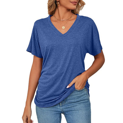 💕Hot Promotion- UP TO 50% OFF🌷👚Women's Short Sleeve V Neck Dolman Tops with Side Shirring
