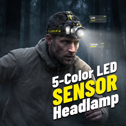 🔥LAST DAY 50% OFF - 💡5-Color Motion Sensor Rechargeable LED Headlamp | Multi-Mode Outdoor Waterproof Head Flashlight