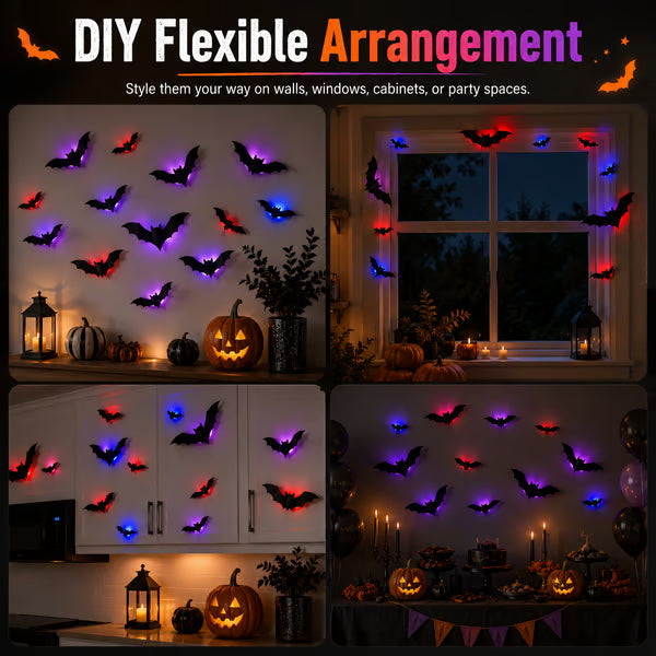 (🎁Last Day 49% OFF)🦇💡3D led bats - Turn Your Walls Into a Haunted Masterpiece👻