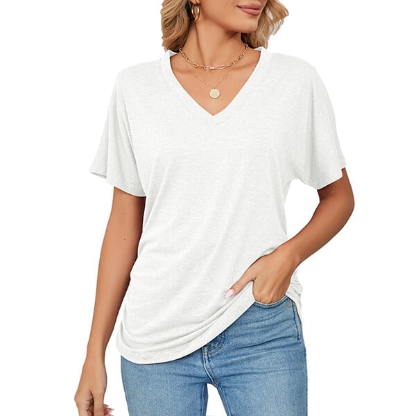 💕Hot Promotion- UP TO 50% OFF🌷👚Women's Short Sleeve V Neck Dolman Tops with Side Shirring