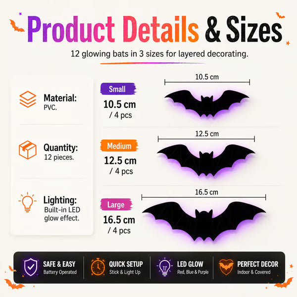 (🎁Last Day 49% OFF)🦇💡3D led bats - Turn Your Walls Into a Haunted Masterpiece👻