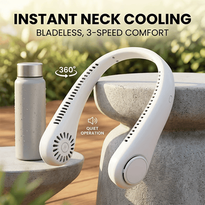 ❄️ Portable Neck Fan - 3-Sec Instant Cooling, 360° Rotating Head, 3-Speed Airflow