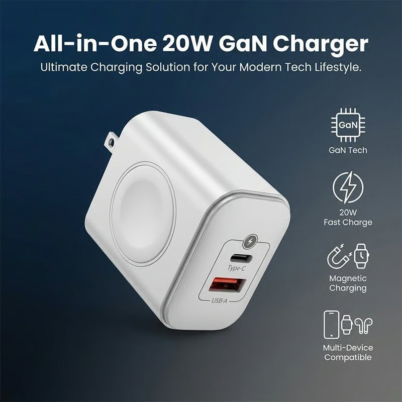 3-in-1 GaN Magnetic Wireless Charger