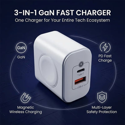 3-in-1 GaN Magnetic Wireless Charger