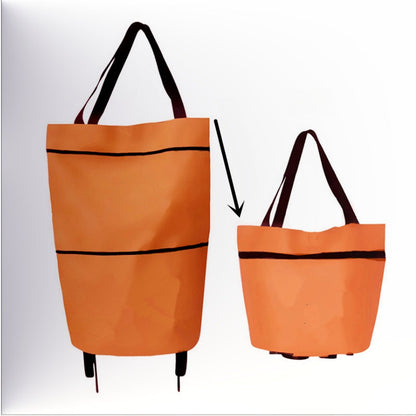 🔥HOT SALE 50% OFF🔥2-in-1 Foldable Shopping Cart Bag with Wheels – Reusable Rolling Grocery Tote