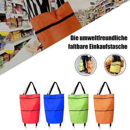 🔥HOT SALE 50% OFF🔥2-in-1 Foldable Shopping Cart Bag with Wheels – Reusable Rolling Grocery Tote